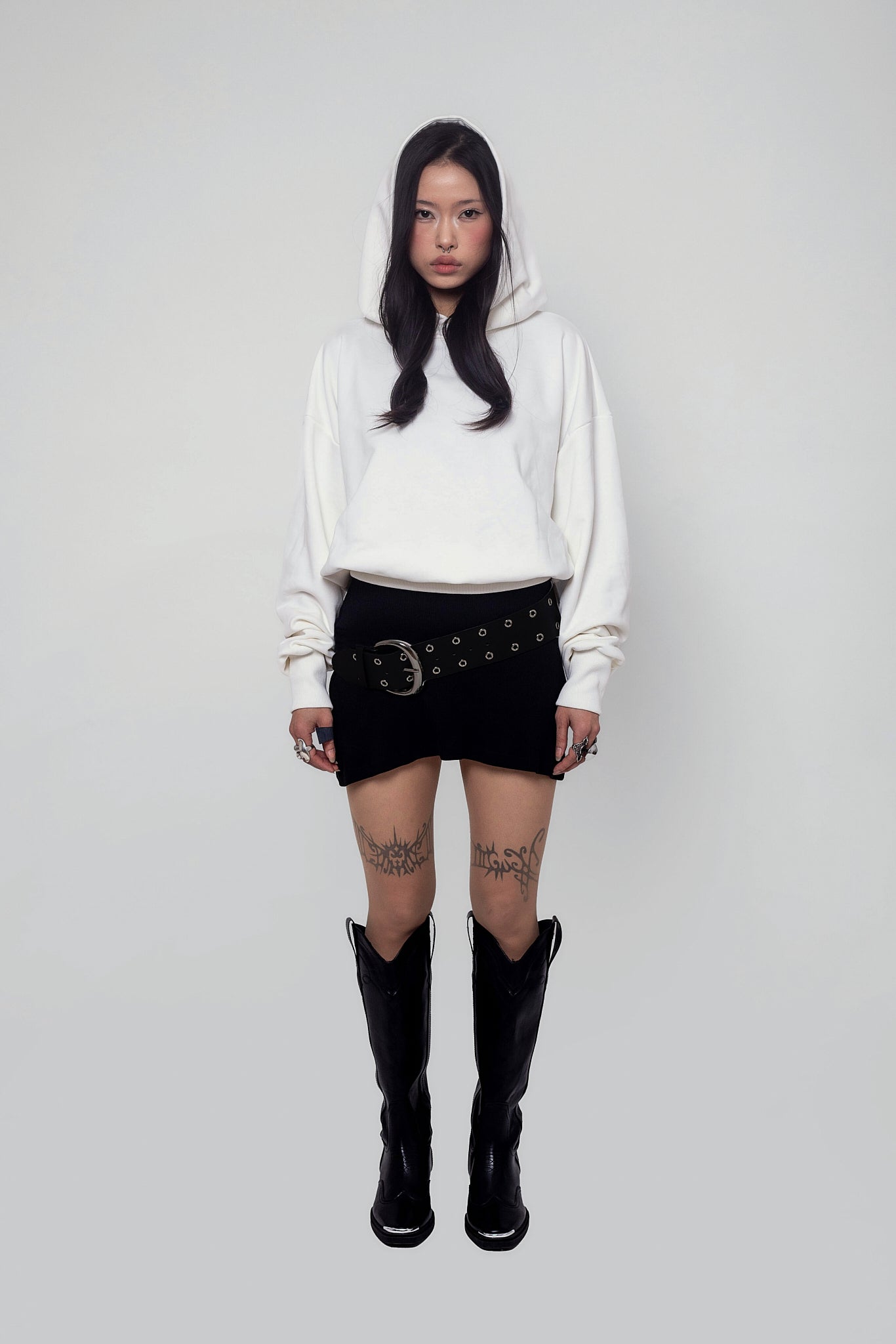 Cropped White Pearl Hoodie