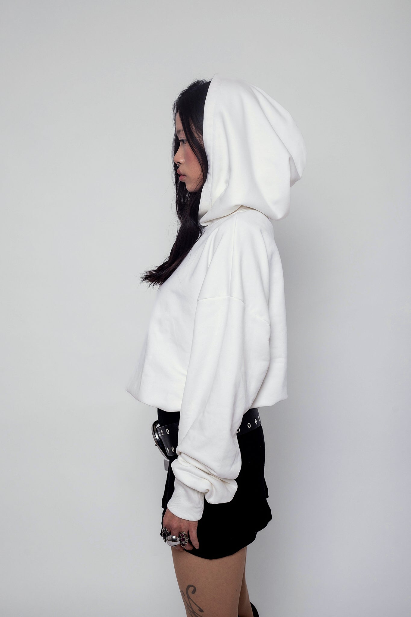 Cropped White Pearl Hoodie