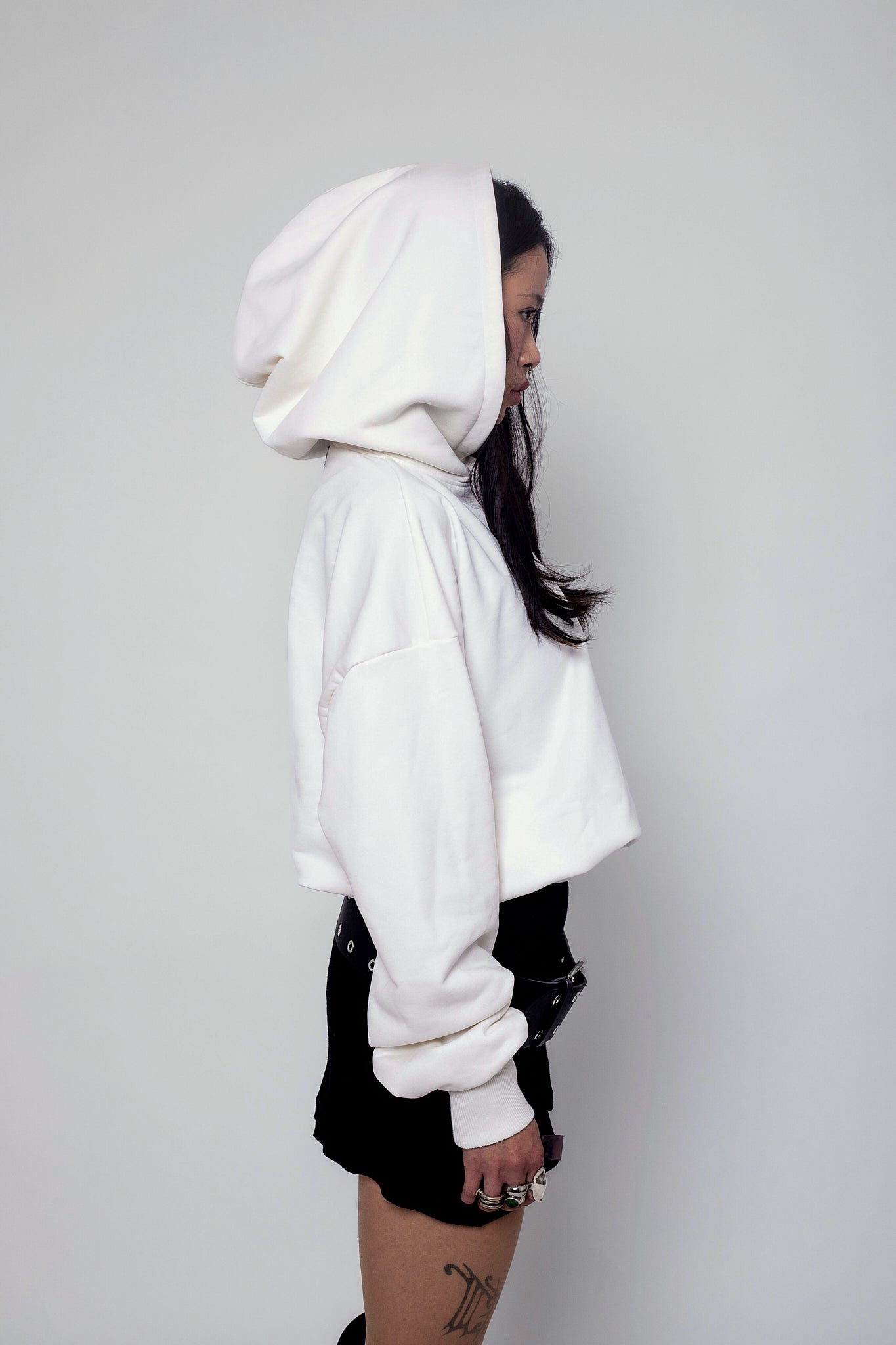 Cropped White Pearl Hoodie
