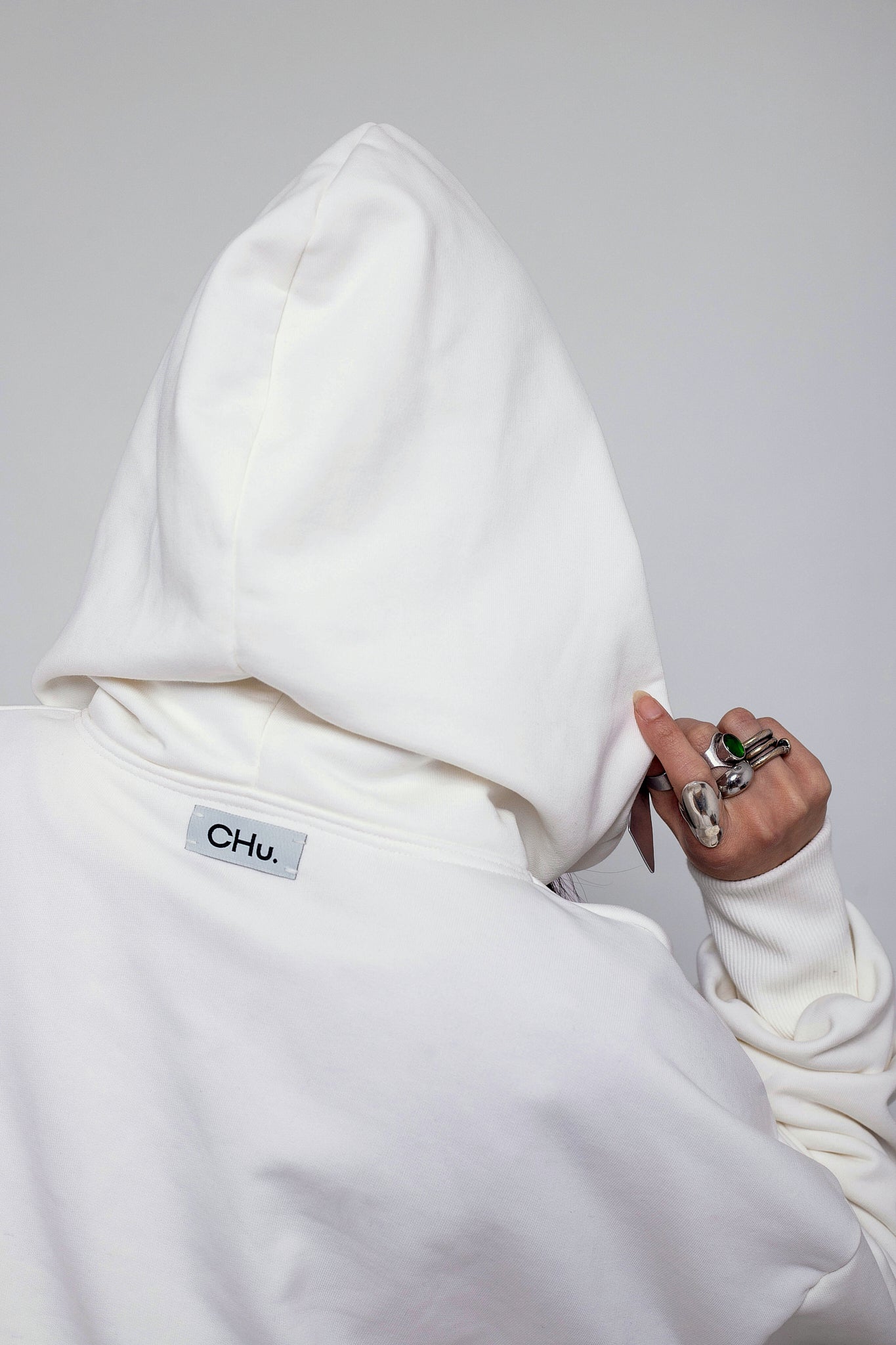 Cropped White Pearl Hoodie