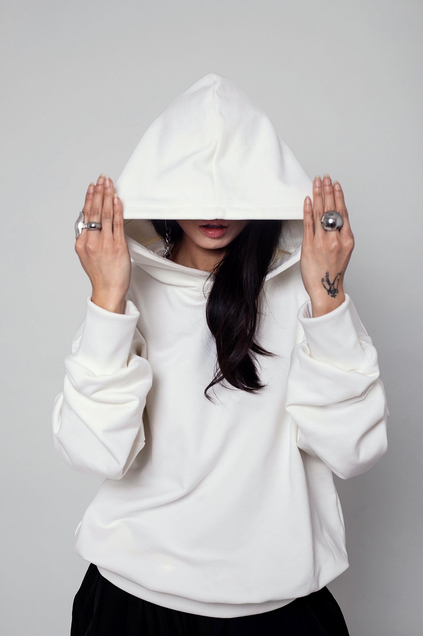 Oversize White Pearl Hoodie