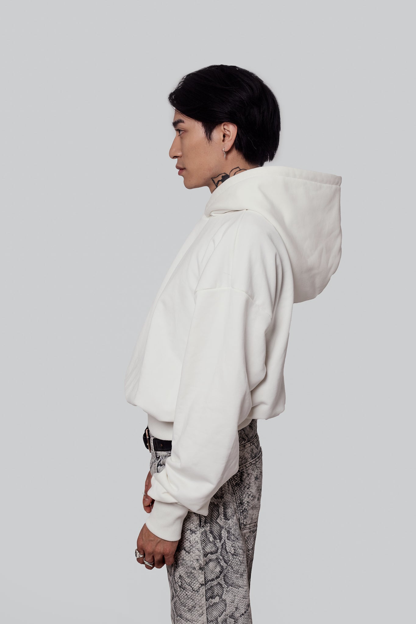 Cropped White Pearl Hoodie