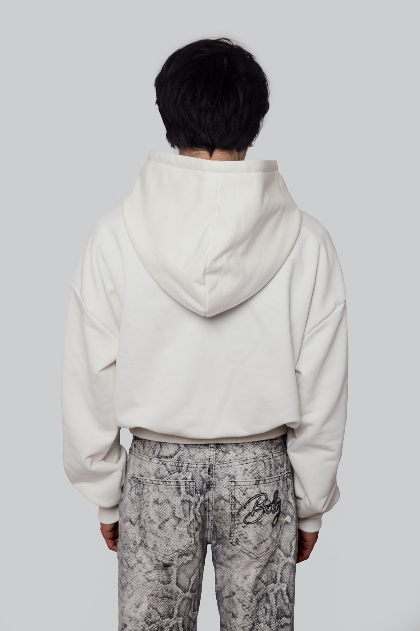 Cropped White Pearl Hoodie