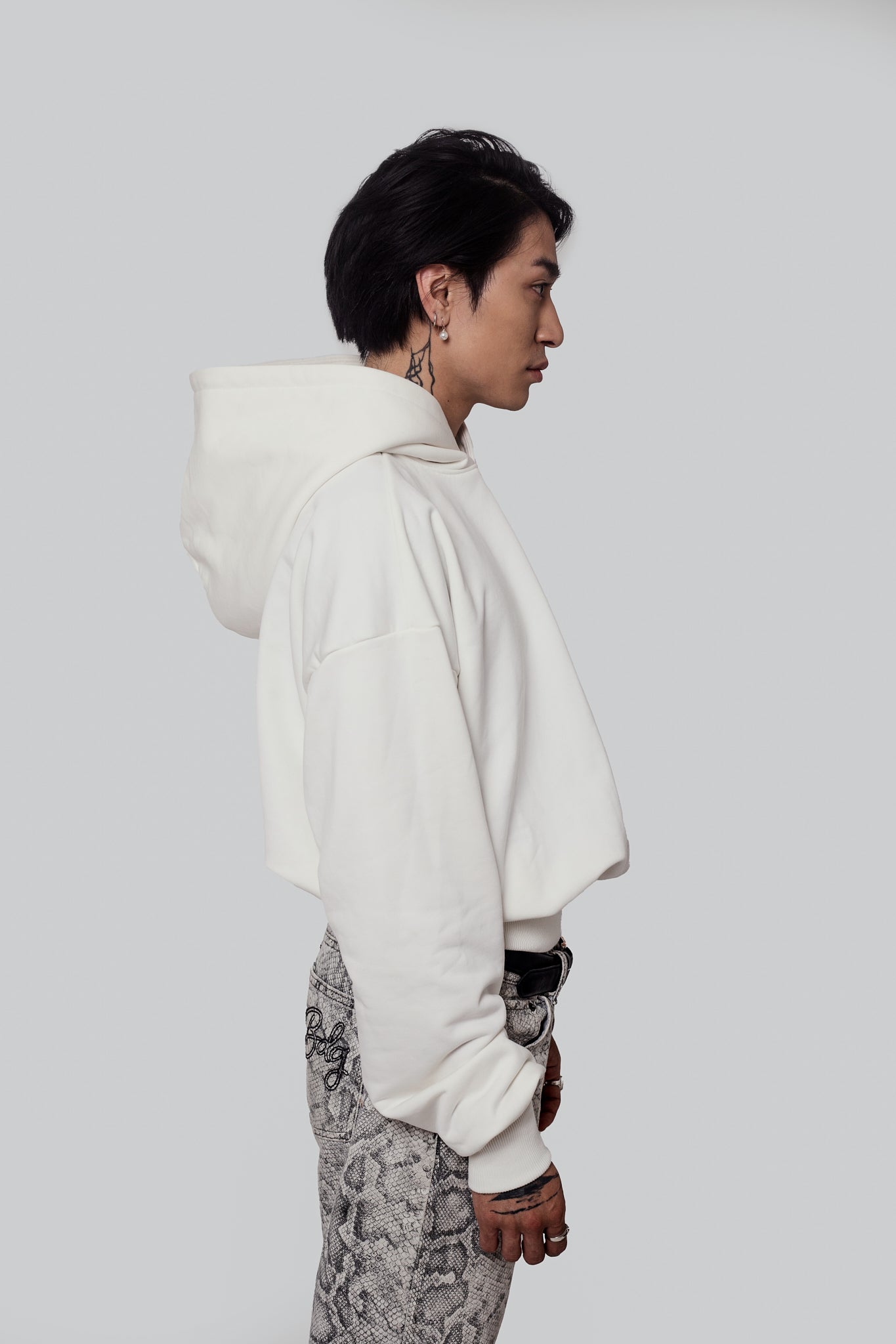 Cropped White Pearl Hoodie
