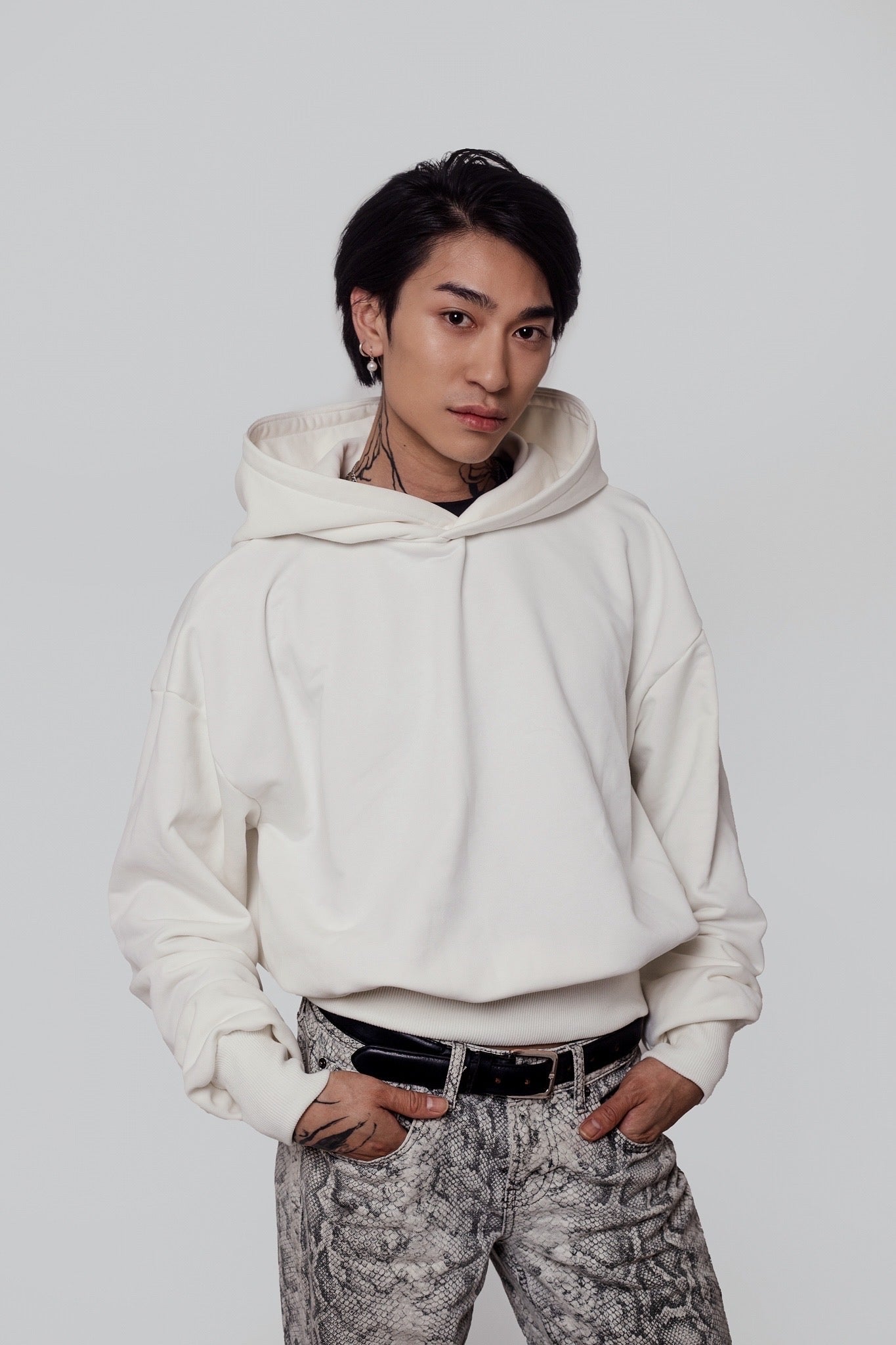 Cropped White Pearl Hoodie