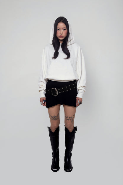 Cropped White Pearl Hoodie