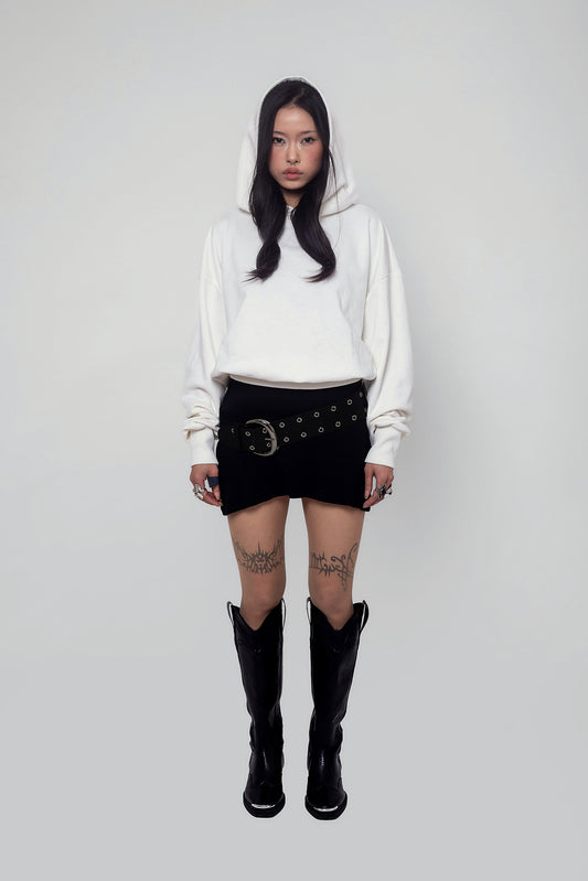 Cropped White Pearl Hoodie