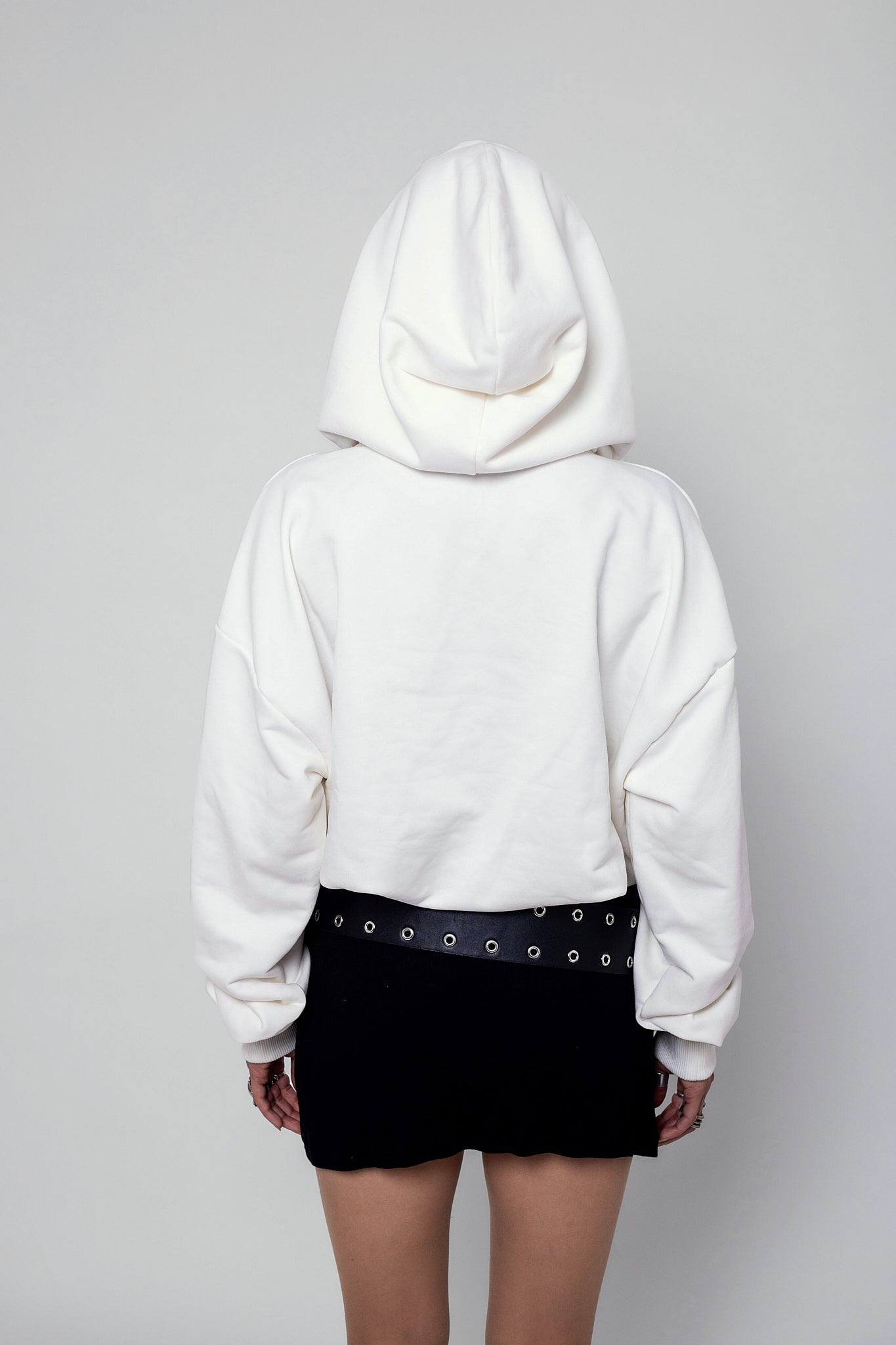 Cropped White Pearl Hoodie