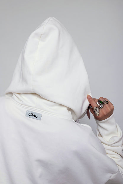 Cropped White Pearl Hoodie