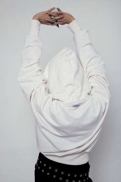 Cropped White Pearl Hoodie
