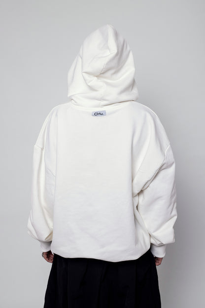 Oversize White Pearl Hoodie
