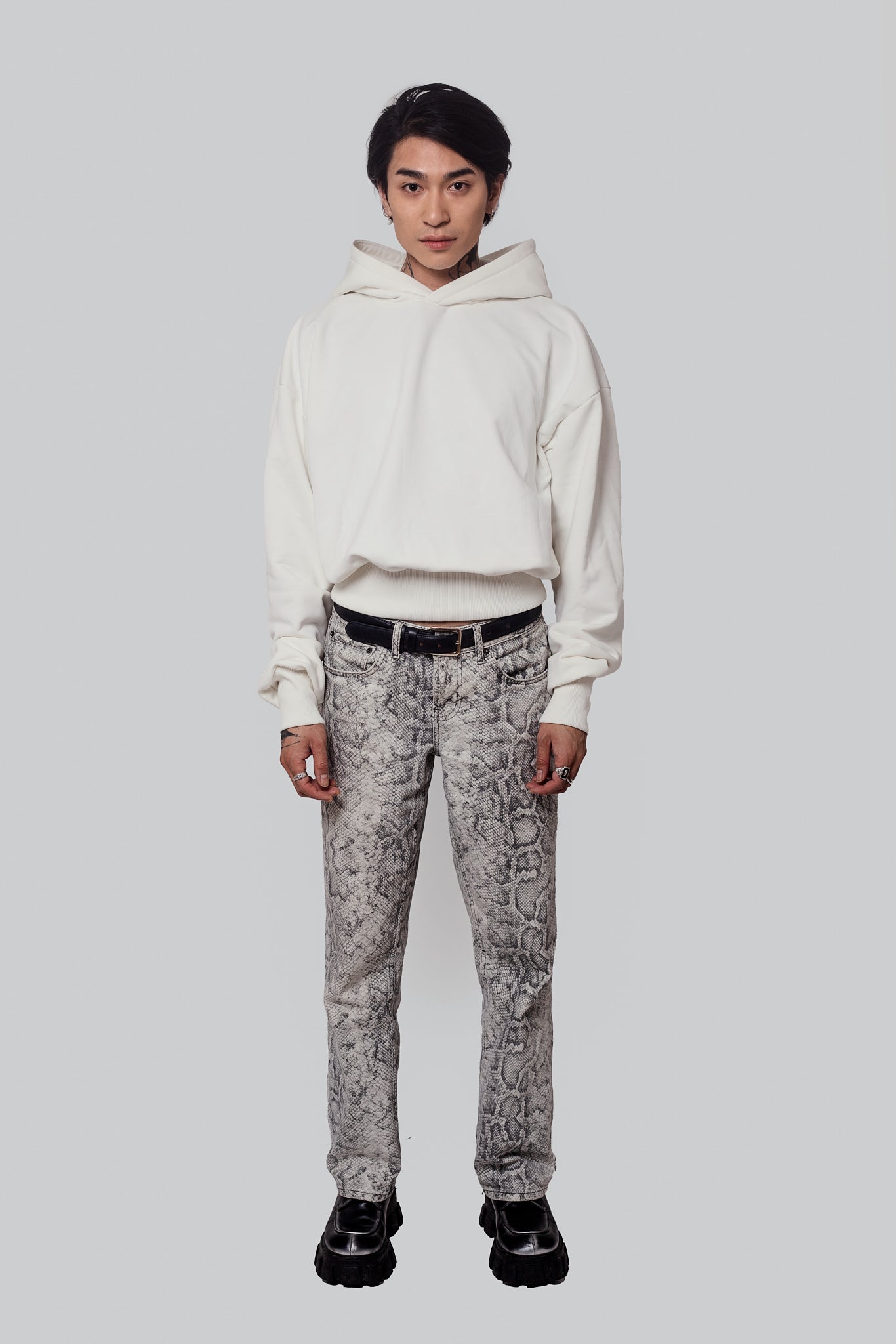 Cropped White Pearl Hoodie