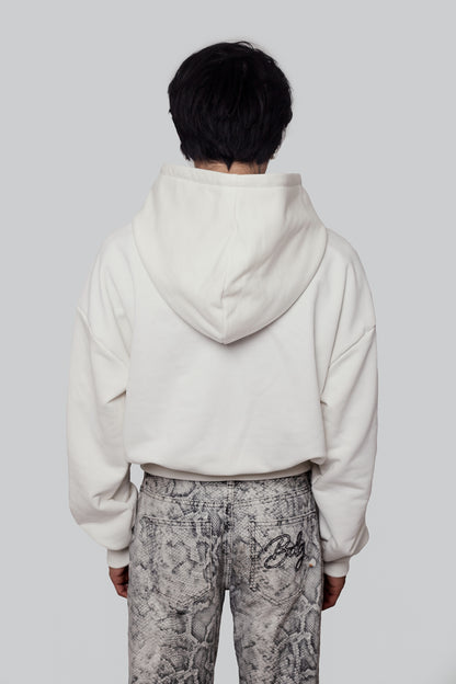 Cropped White Pearl Hoodie